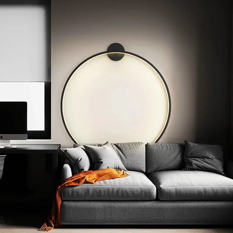 LED round wall lamp with warm light for living room
