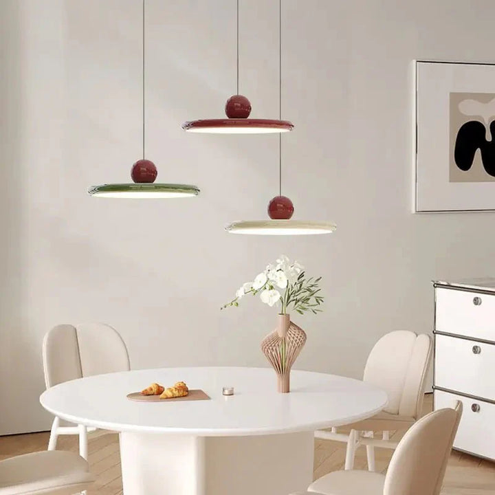 Slim pendant light with glazed design for dining room and kitchen