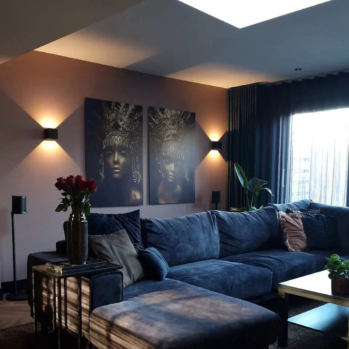 Geometric LED wall light with warm light for bedroom and hallway