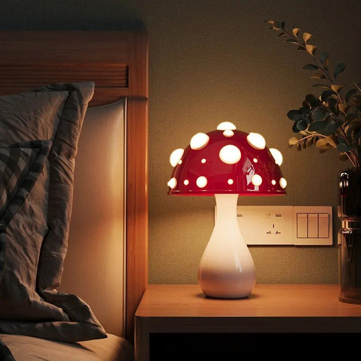 Dimmable mushroom table lamp with warm light for bedroom and living room