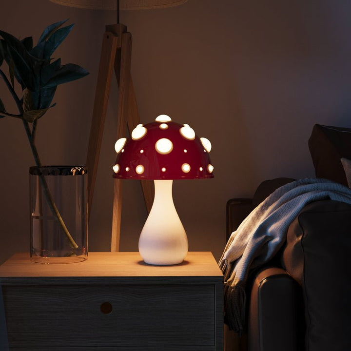 Dimmable mushroom table lamp with warm light for bedroom and living room