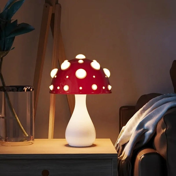 Dimmable mushroom table lamp with warm light for bedroom and living room