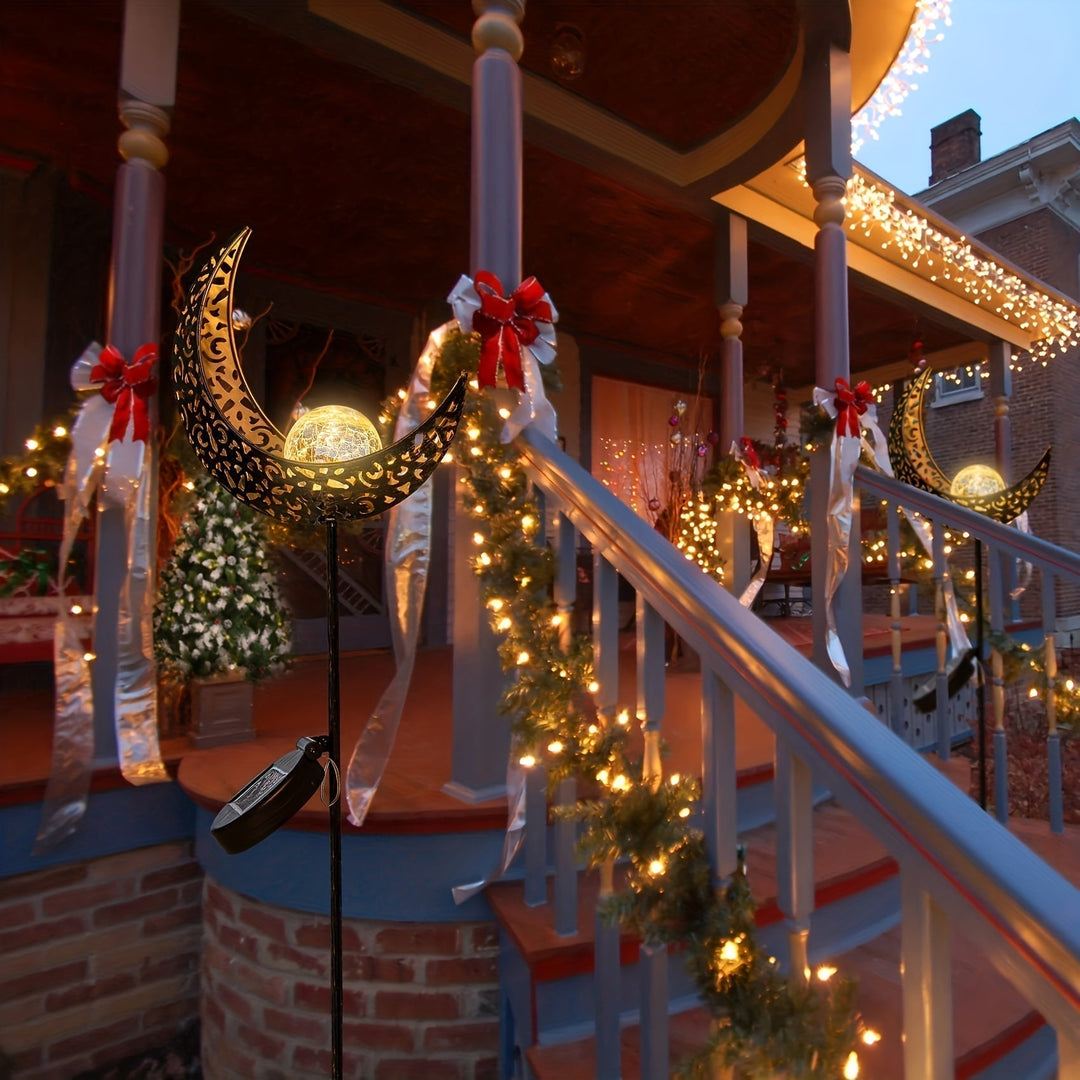 Solar-powered LED moon garden light, weatherproof for atmospheric nights