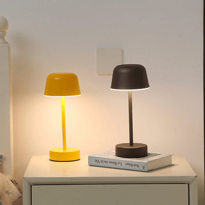 Cordless table lamp in Bauhaus style with warm light for stylish rooms