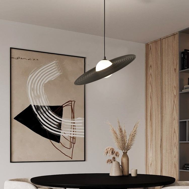 Modern LED pendant light in UFO design for living room