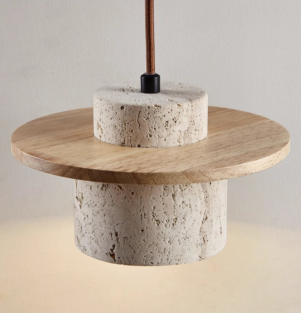 Travertine pendant lamp with natural stone structure in a modern design
