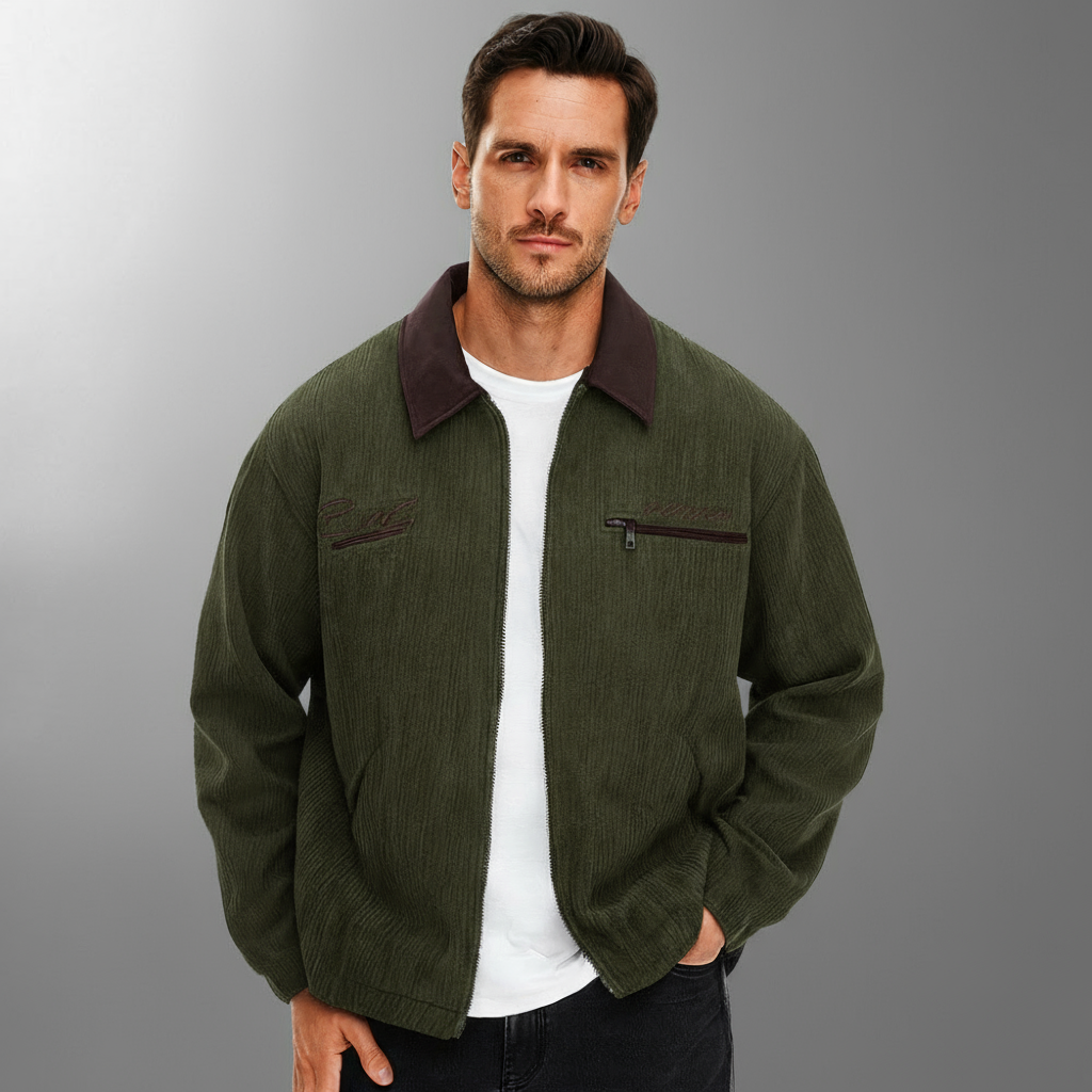 Men's transitional jacket with modern zipper design