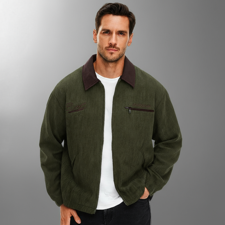 Men's transitional jacket with modern zipper design