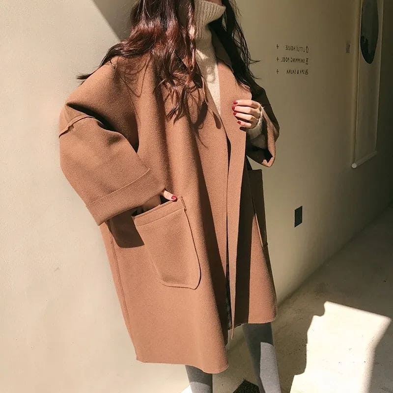 Women's Oversized Wool Blend Trench Coat