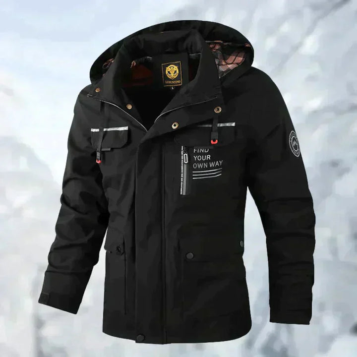 Herren Winterjacke Mit Abnehmbarer Kapuze Und Wetterfestem Design