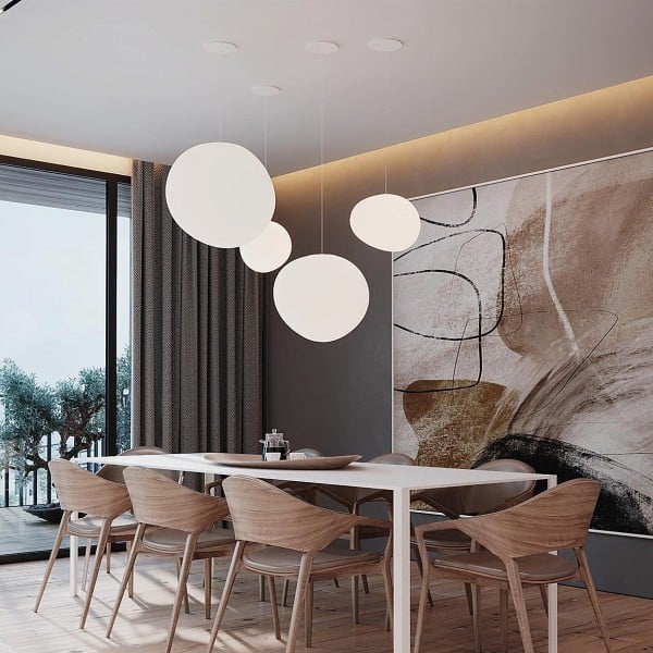 Modern pendant light with frosted glass in a minimalist cluster design