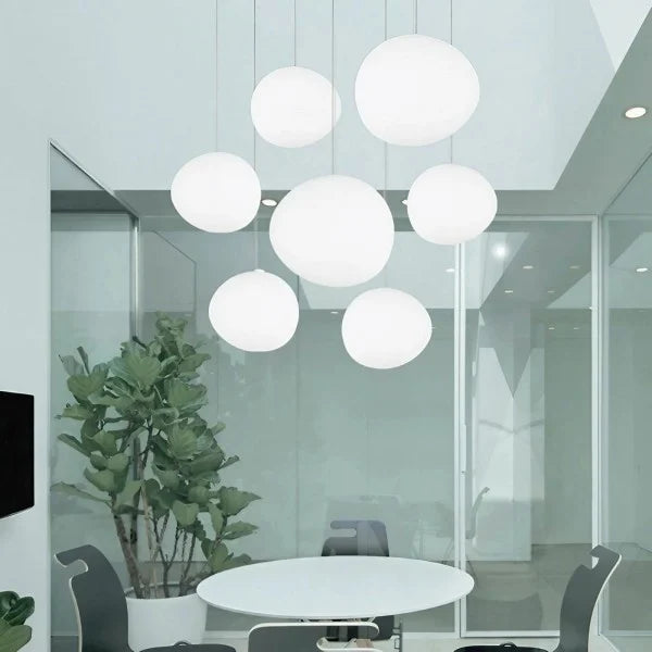 Modern pendant light with frosted glass in a minimalist cluster design