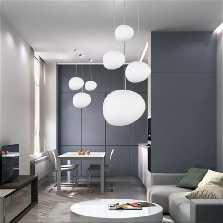 Modern pendant light with frosted glass in a minimalist cluster design