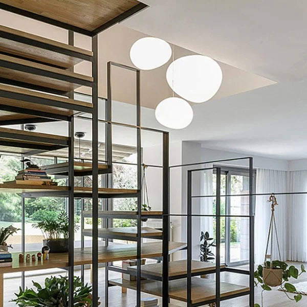 Modern pendant light with frosted glass in a minimalist cluster design