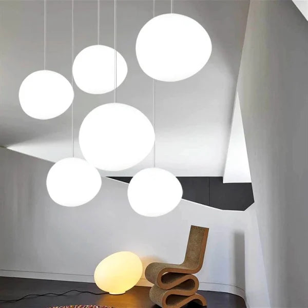 Modern pendant light with frosted glass in a minimalist cluster design