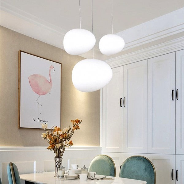 Modern pendant light with frosted glass in a minimalist cluster design