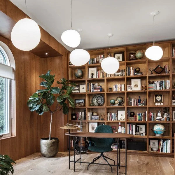 Modern pendant light with frosted glass in a minimalist cluster design