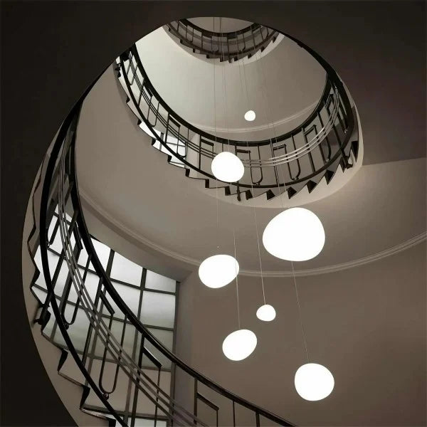 Modern pendant light with frosted glass in a minimalist cluster design