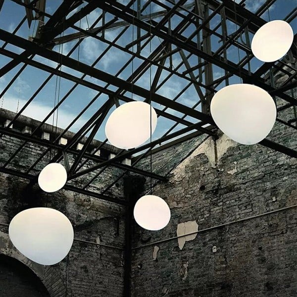 Modern pendant light with frosted glass in a minimalist cluster design