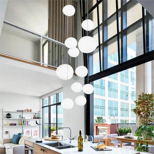 Modern pendant light with frosted glass in a minimalist cluster design