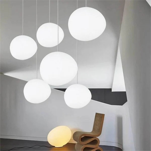 Modern pendant light with frosted glass in a minimalist cluster design