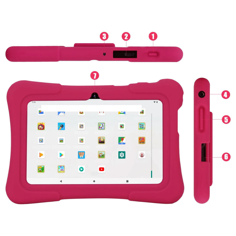 Children's tablet with learning apps and robust casing
