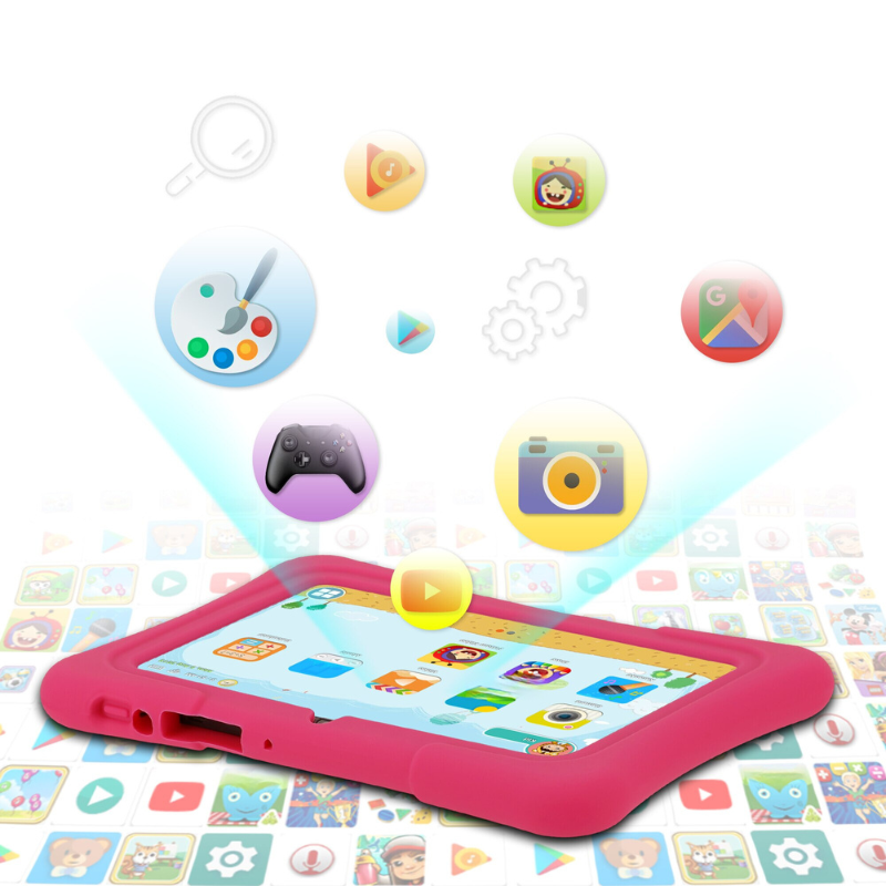 Children's tablet with learning apps and robust casing