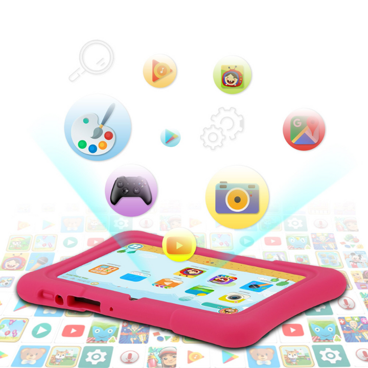 Children's tablet with learning apps and robust casing