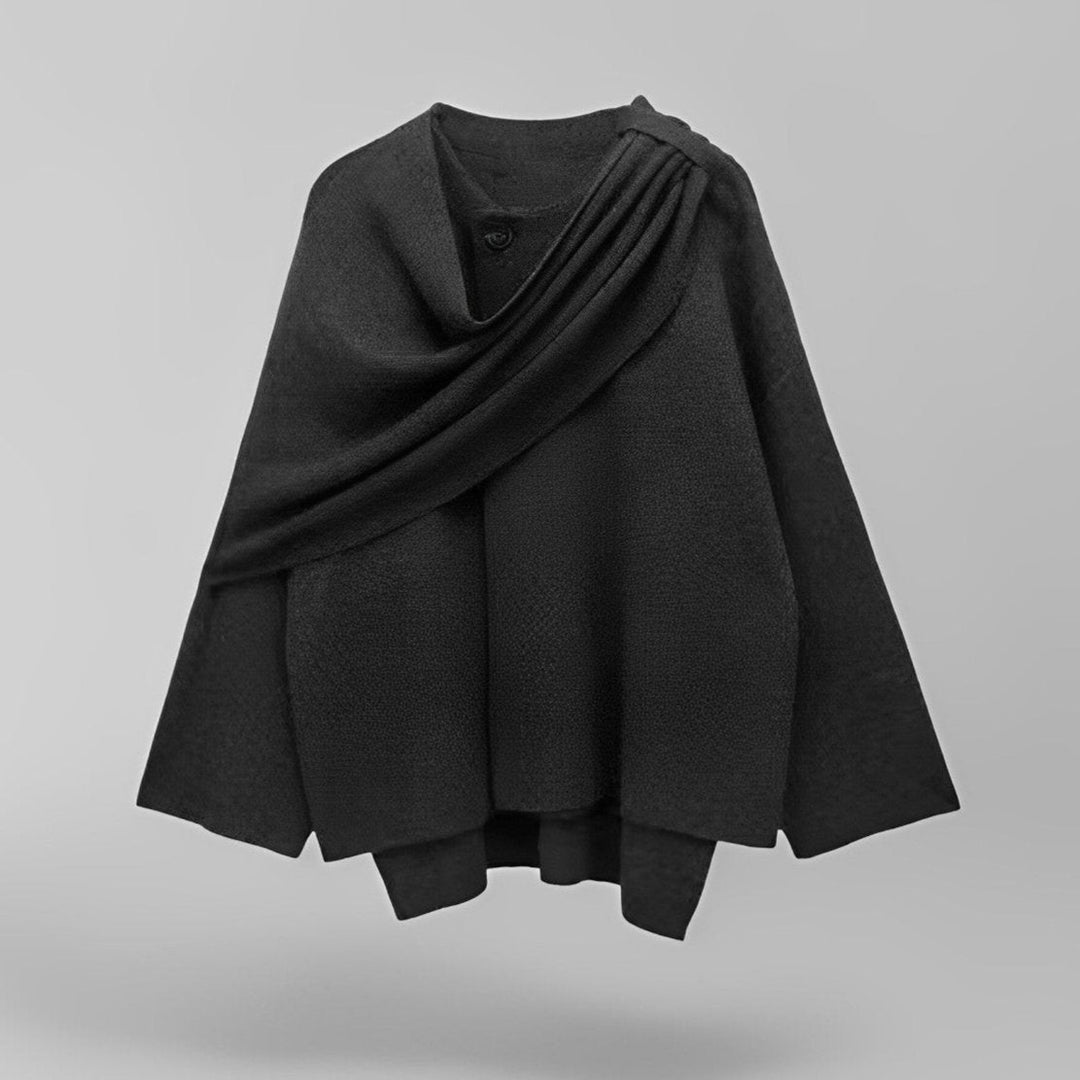 Women's Cape Coat with Asymmetrical Design