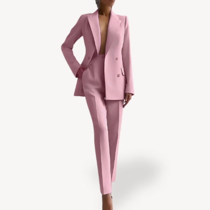 Women's trouser suit with blazer and straight cut