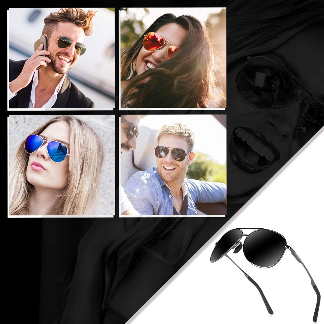 Aviator sunglasses with polarized lenses for women and men 