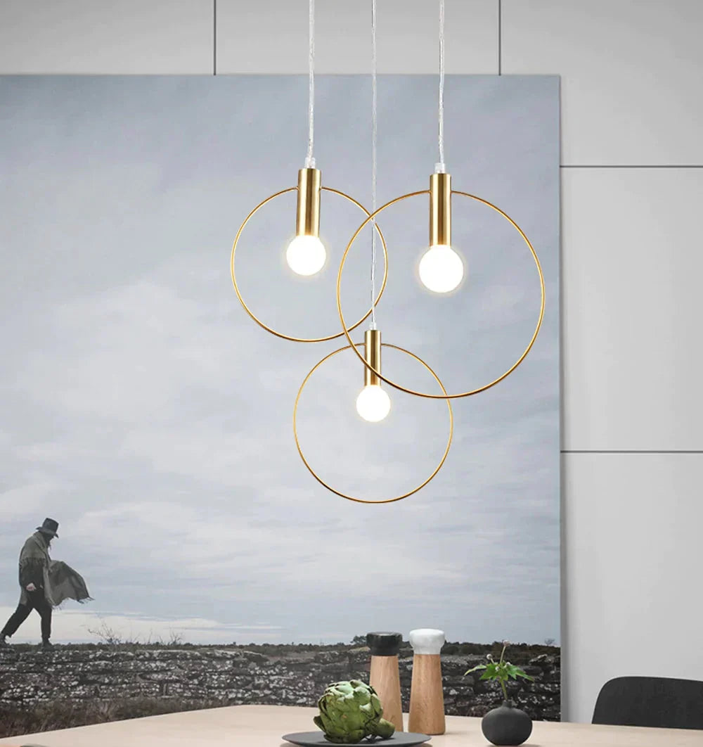 Modern ring pendant light – Nordic style, E14 &amp; gold-colored
