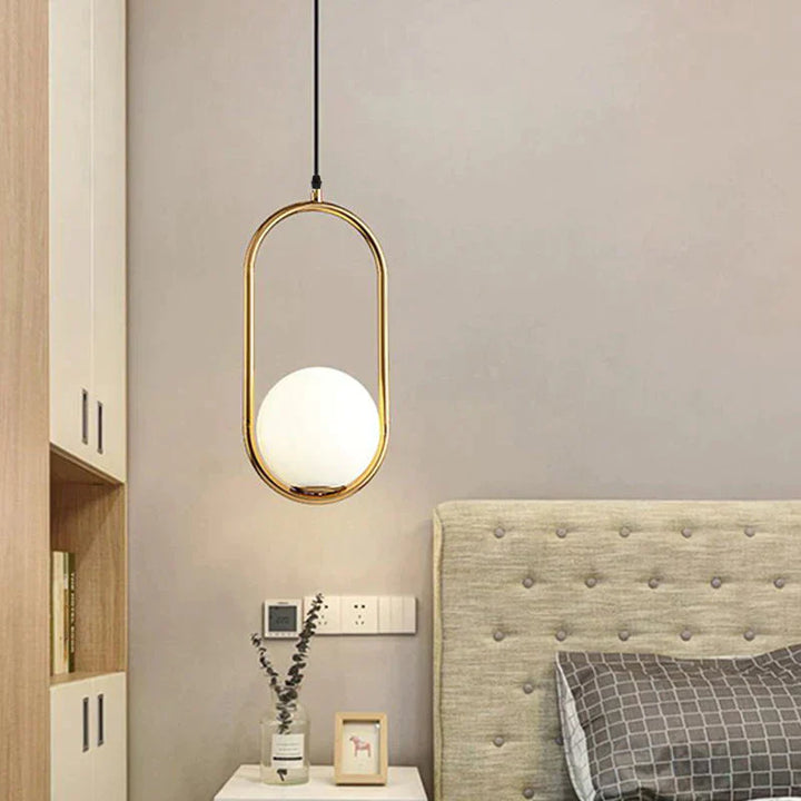 LED pendant light Nordic – glass sphere, gold-colored &amp; modern