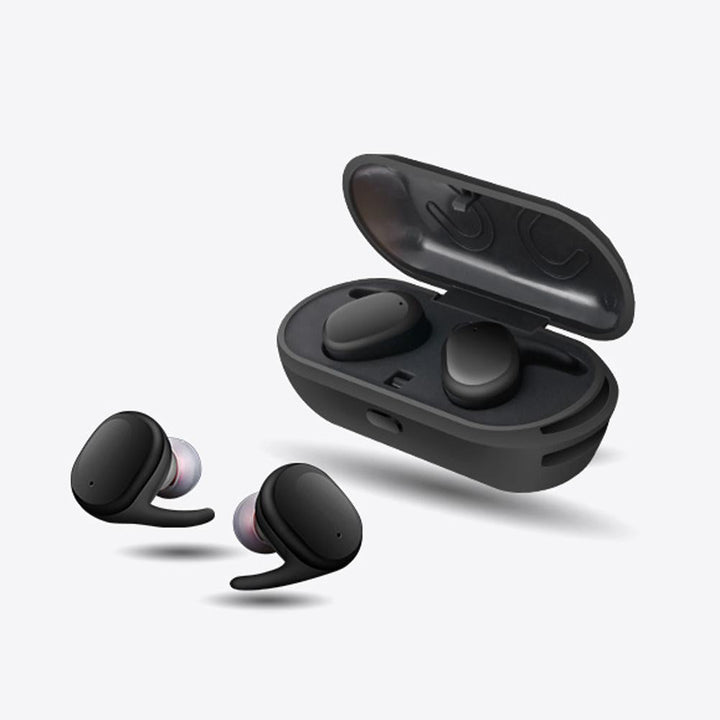 Wireless mini Bluetooth headphones with charging case and water-resistant design