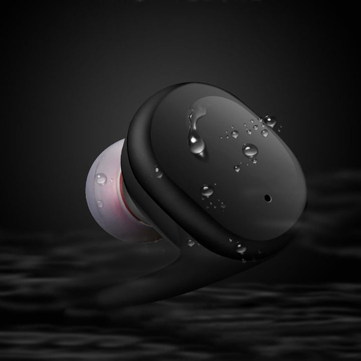 Wireless mini Bluetooth headphones with charging case and water-resistant design