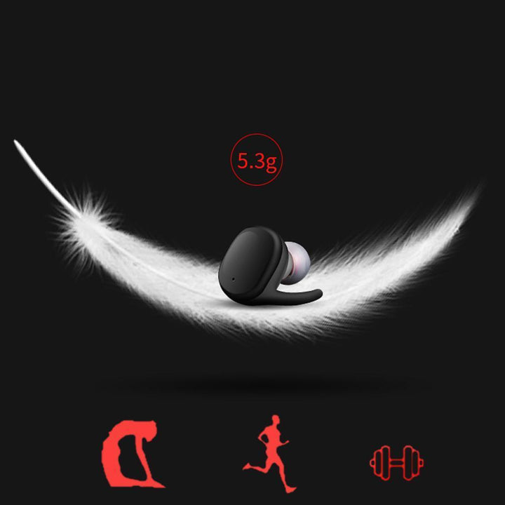 Wireless mini Bluetooth headphones with charging case and water-resistant design