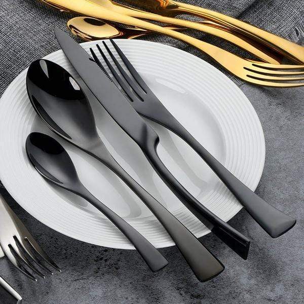 Modern stainless steel cutlery set with a glossy finish