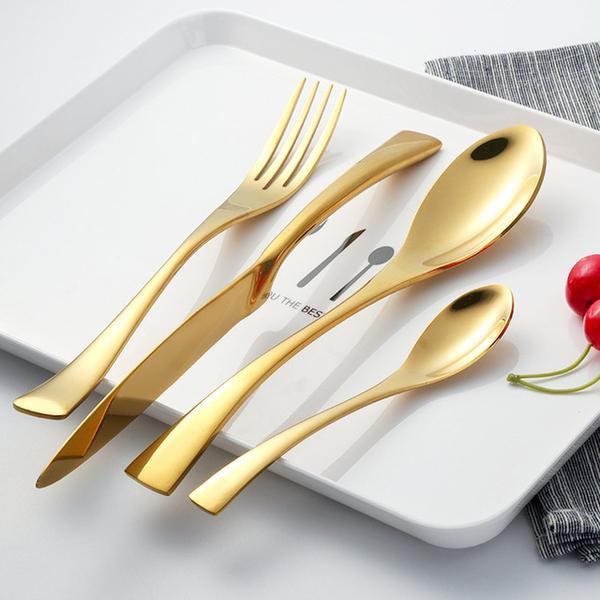 Modern stainless steel cutlery set with a glossy finish