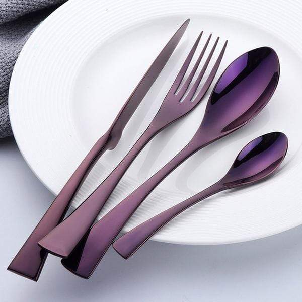 Modern stainless steel cutlery set with a glossy finish