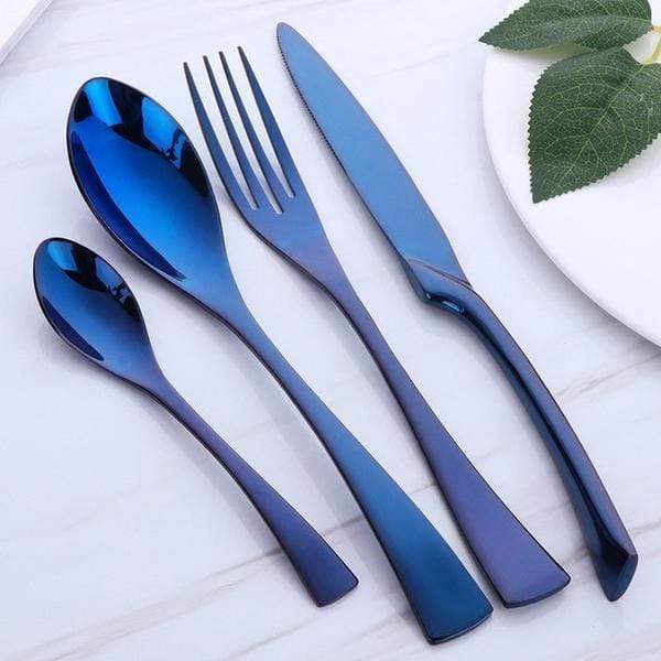 Modern stainless steel cutlery set with a glossy finish