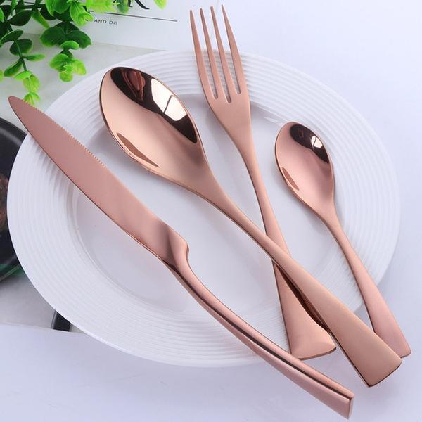 Modern stainless steel cutlery set with a glossy finish