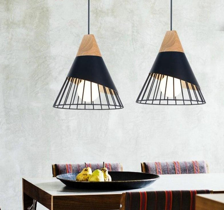 Vintage-style pendant light – iron, E27 &amp; modern in black/white