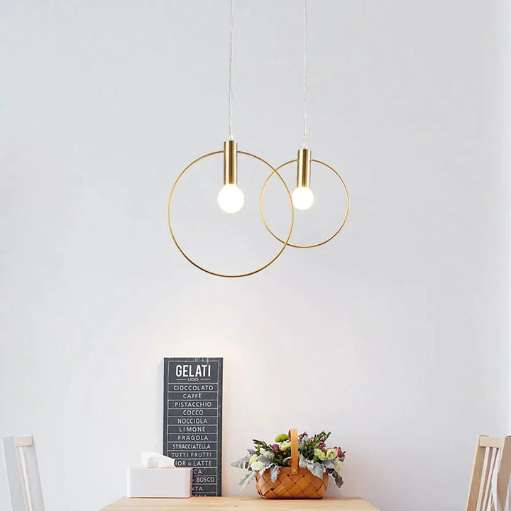 Modern ring pendant light – Nordic style, E14 &amp; gold-colored
