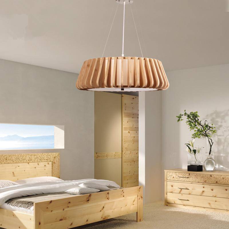 Round ceiling light in wood look, Nordic style 