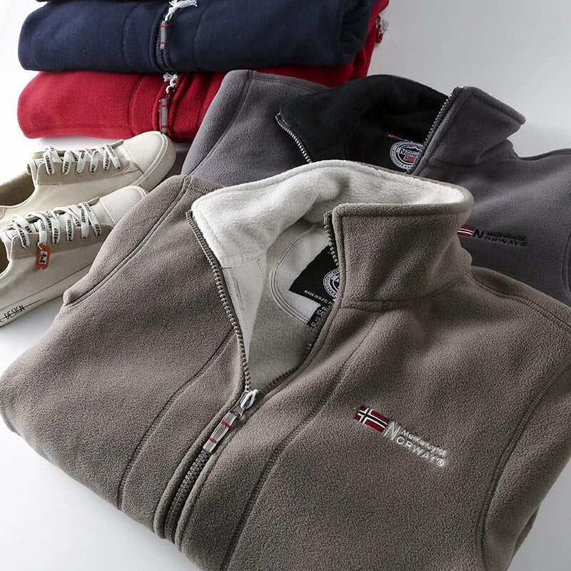 Men's Fleece Winter Jacket with Norwegian Design
