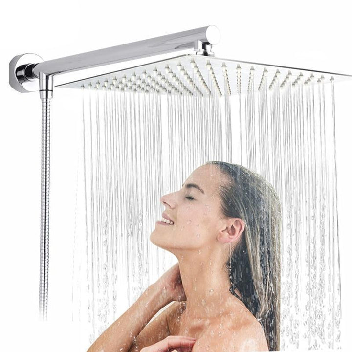 Ultra-narrow rain shower with wall arm