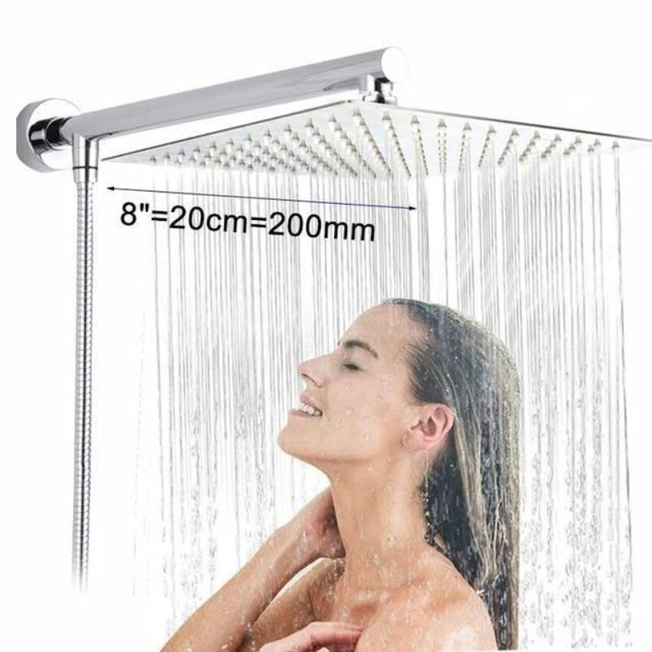 Ultra-narrow rain shower with wall arm