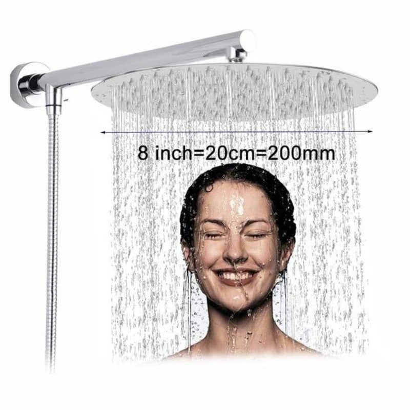 Ultra-narrow rain shower with wall arm