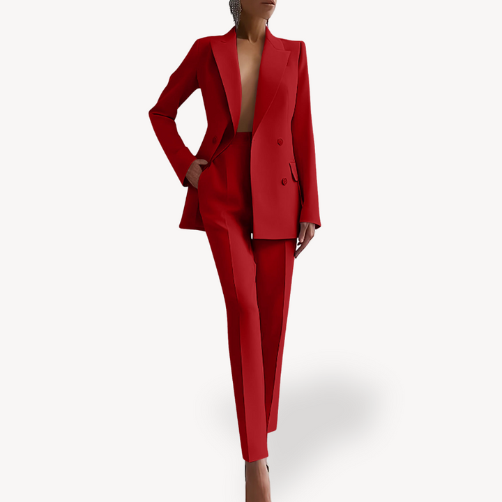 Women's trouser suit with blazer and straight cut