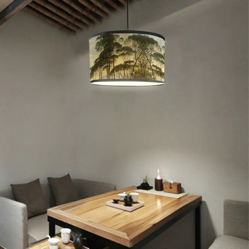 Tropical lampshade with animal motifs in vintage style – round &amp; decorative